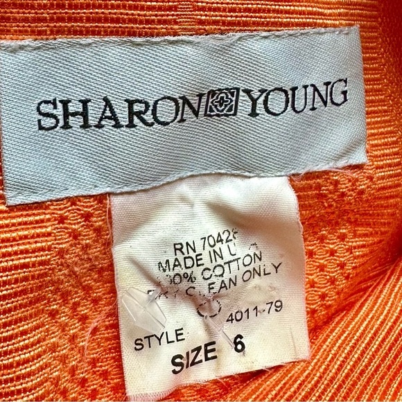 Sharon Young Orange Floral Sleeveless Sheath Dress with Matching Jacket Size 6 - Picture 3 of 6